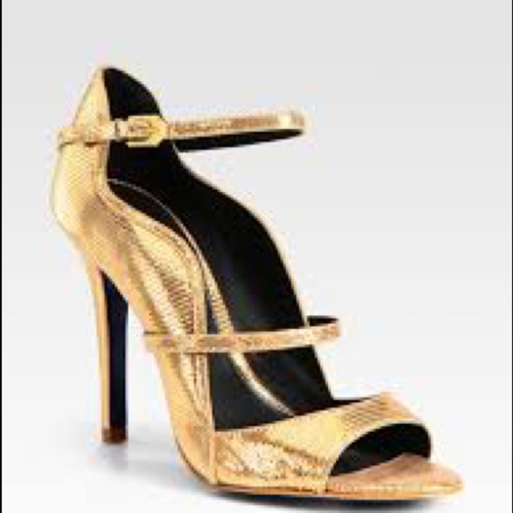 Rebecca Minkoff Penny Embossed Gold Mary Janes